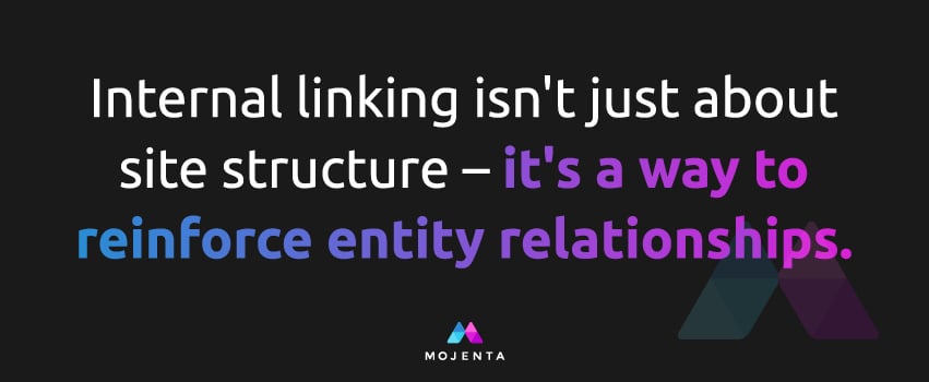 Internal linking isn't just about site structure – it's a way to reinforce entity relationships.